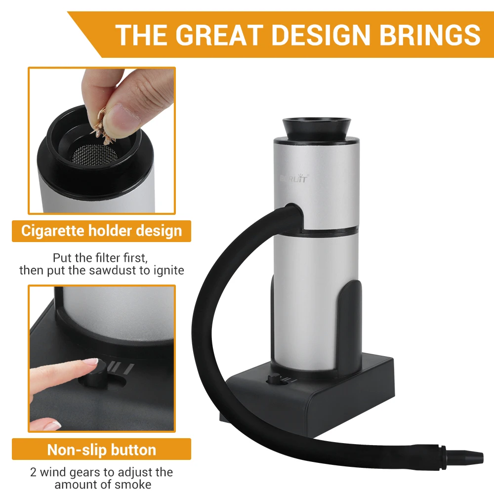 BORUIT BBQ Grill Smoker Cold Smoke Generator Salmon Fish Bacon Meat Smoker Food Smoking Gun Kitchen Cooking Barbecue Tool