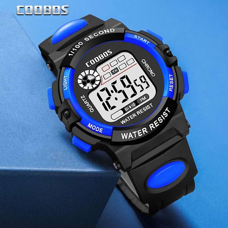 COOBOS Kids' Waterproof Digital Sport Watch with Silicone Strap - Fashionable Big Dial Design