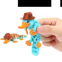 3D printed articulated platypus irritability toy with hat joint movable office pressure relief desktop decoration 1