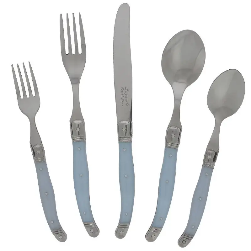 

Vibrant 20pc Stainless Steel Silverware Set in Blue for Colorful Table Settings