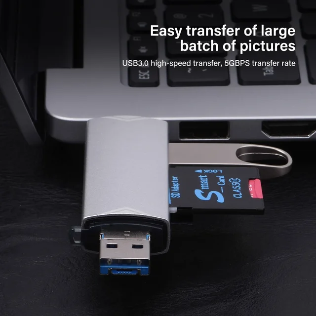 JASTER 6 In 1 Multifunction USB 3.0 Card Reader U Disk TYPE-C/Usb/Tf/Sd Flash Drive Memory Card for Adapter Phone Laptop Compute 5