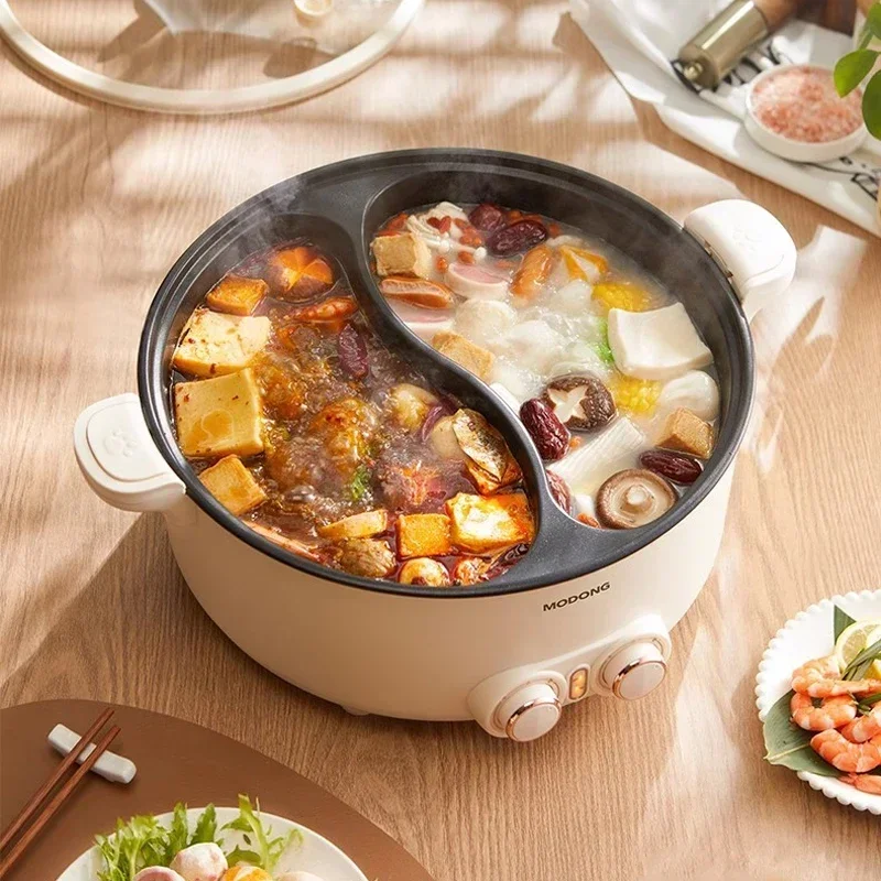 8L 2000W Electric Hotpot Multi-functional Cooking Pot Non-stick Household Mandarin Duck Electric Hot Pot Multi Cooker 220v 2