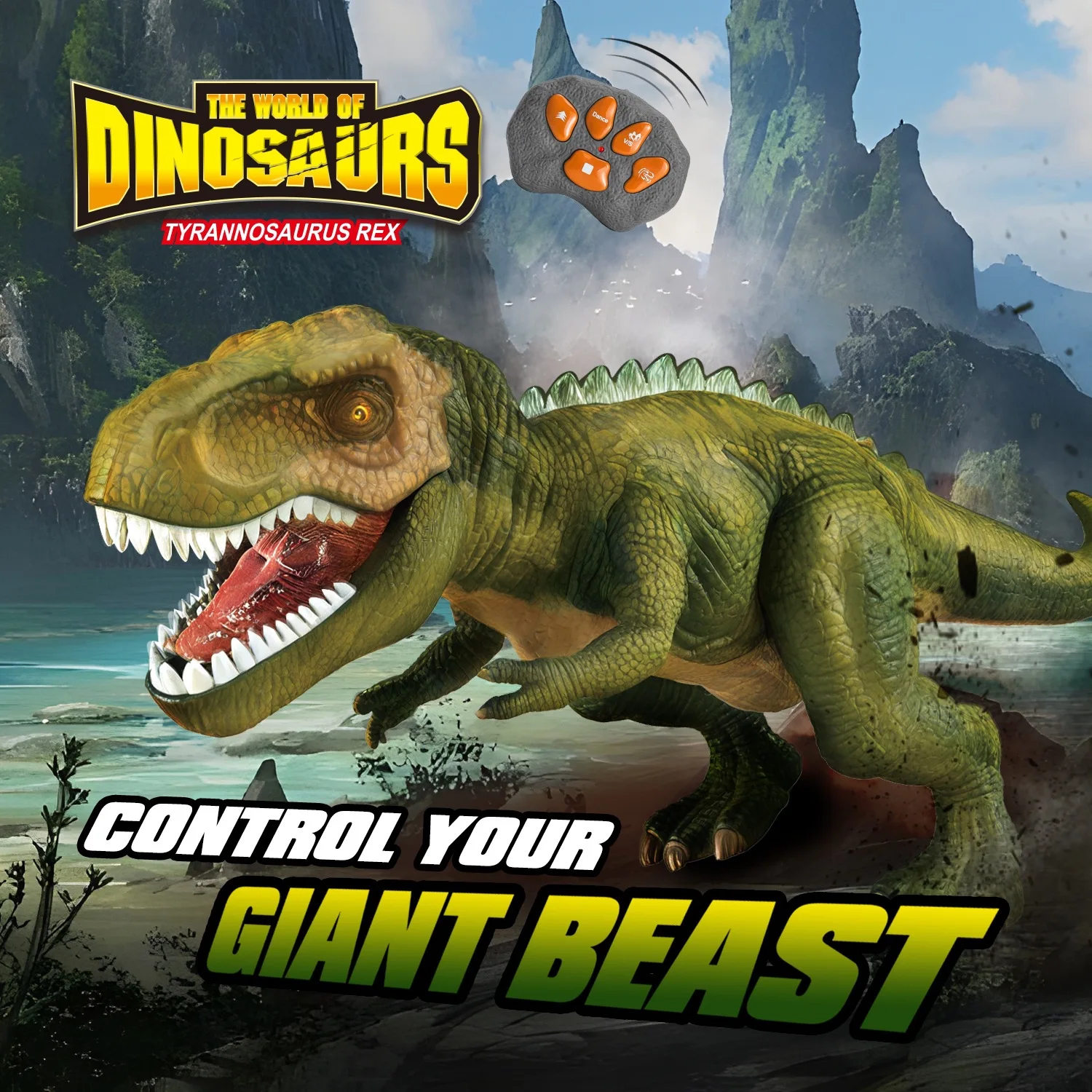 어린이를위한 RC 공룡 자동차 장난감 원격 제어 로봇 시뮬레이션 T-Rex Verisimilitude 소리 어린이를위한 소년 소녀 어린이 선물