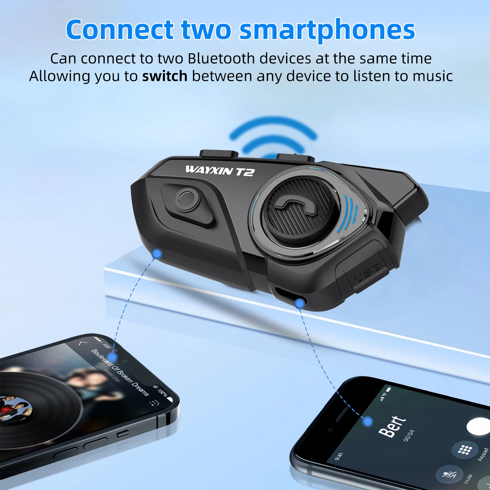 Wayxin T2 Motorcycle Helmet Bluetooth Headset Intercom 4 Riders_voghion.com