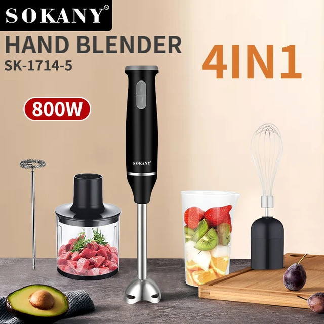  Immersion Blender 800W, 5 in 1 Hand Blender, 24 Speed and Turbo  Mode Immersion Blender Handheld, Stick Blender Stainless Steel Blade with  Mixing Beaker, Chopper, Whisk and Milk Frother: Home & Kitchen