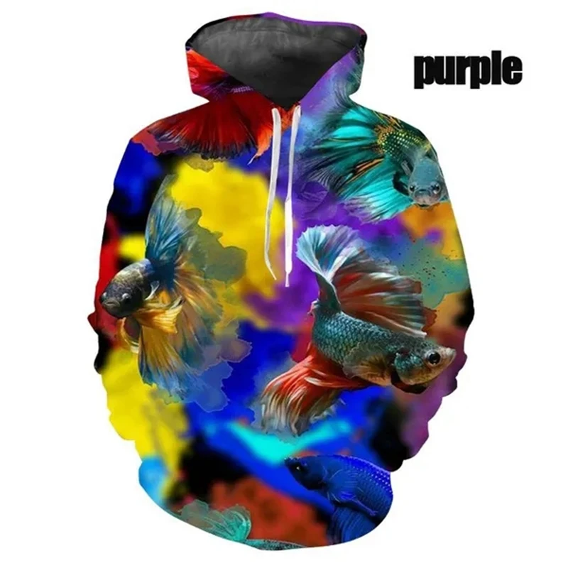 

Autumn And Winter Sweatshirts Pullover 3d Betta Fish Print Hoodie Men&women Unisex Cool Fashion Long-sleeved Graphic Hoodies