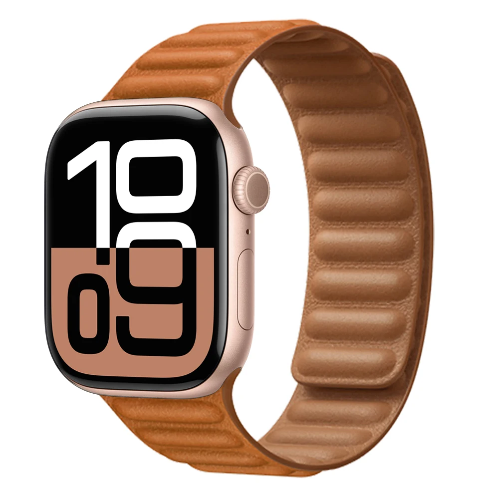 Premium Leather Magnetic Loop Watch Band Strap - Elegant Bracelet Design