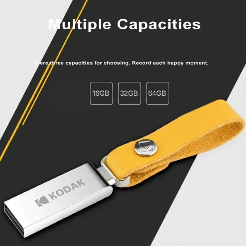 Flash Drive 128GB 64GB 32GB KODAK USB 2.0 Pen Drive Waterproof Mini Memory Stick Leather Metal U Disk