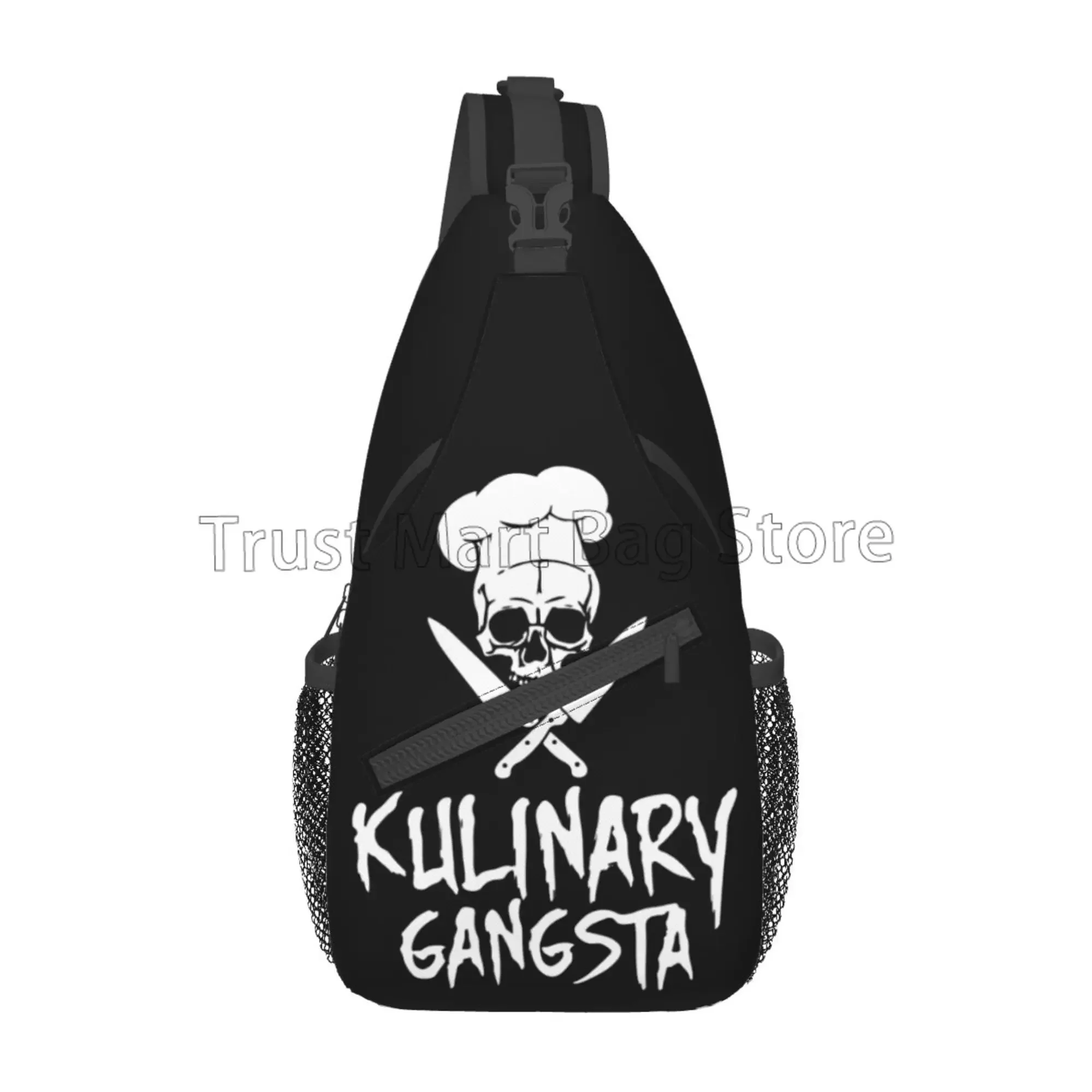 

Skull Chef Cooking Skull Print Sling Bag Casual Chest Shoulder Bag Unisex Crossbody Backpack for Travel Work Sports Hiking