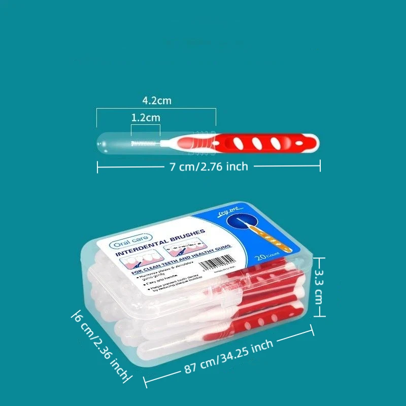 [PU]20개/박스 치간 브러쉬 치아 브러쉬 구강 청소 도구는 음식물과 플라크를 제거합니다. 청소 도구 부드러운 마이크로 브러쉬