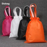 StoBag 20pcs Non Woven Fabric Drawstring Bags Clothes Packaging Portable Storage Shoes Organizer Reusable Pocket Pouches Logo 1