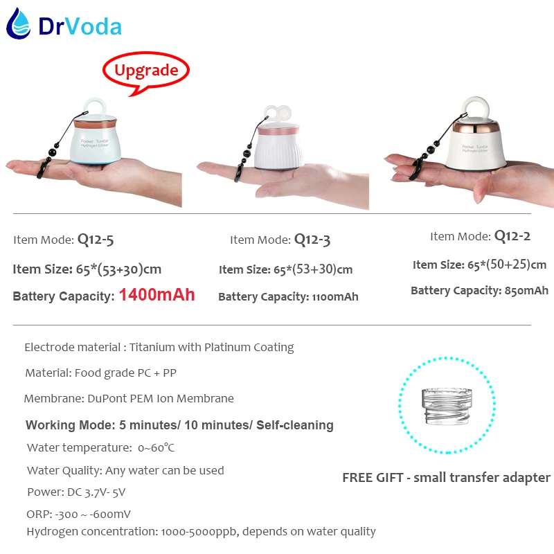 Drvoda-Gerador Portátil De Água Garrafa De Hidrogênio,