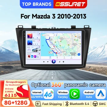 OSSURET - Unidad Principal para Auto Android 14 de 9 Pulgadas, Conexión Rápida, para Mazda 3 2010-2013, con Qualcomm Snapdragon 6115 Octa Core, CarPlay Inalámbrico, Android Auto, Bluetooth, Manos Libres, Estéreo, Mirror Link, DSP, CANBUS, GPS, Navegación, Autoradio, Sistema Inteligente para Auto 1