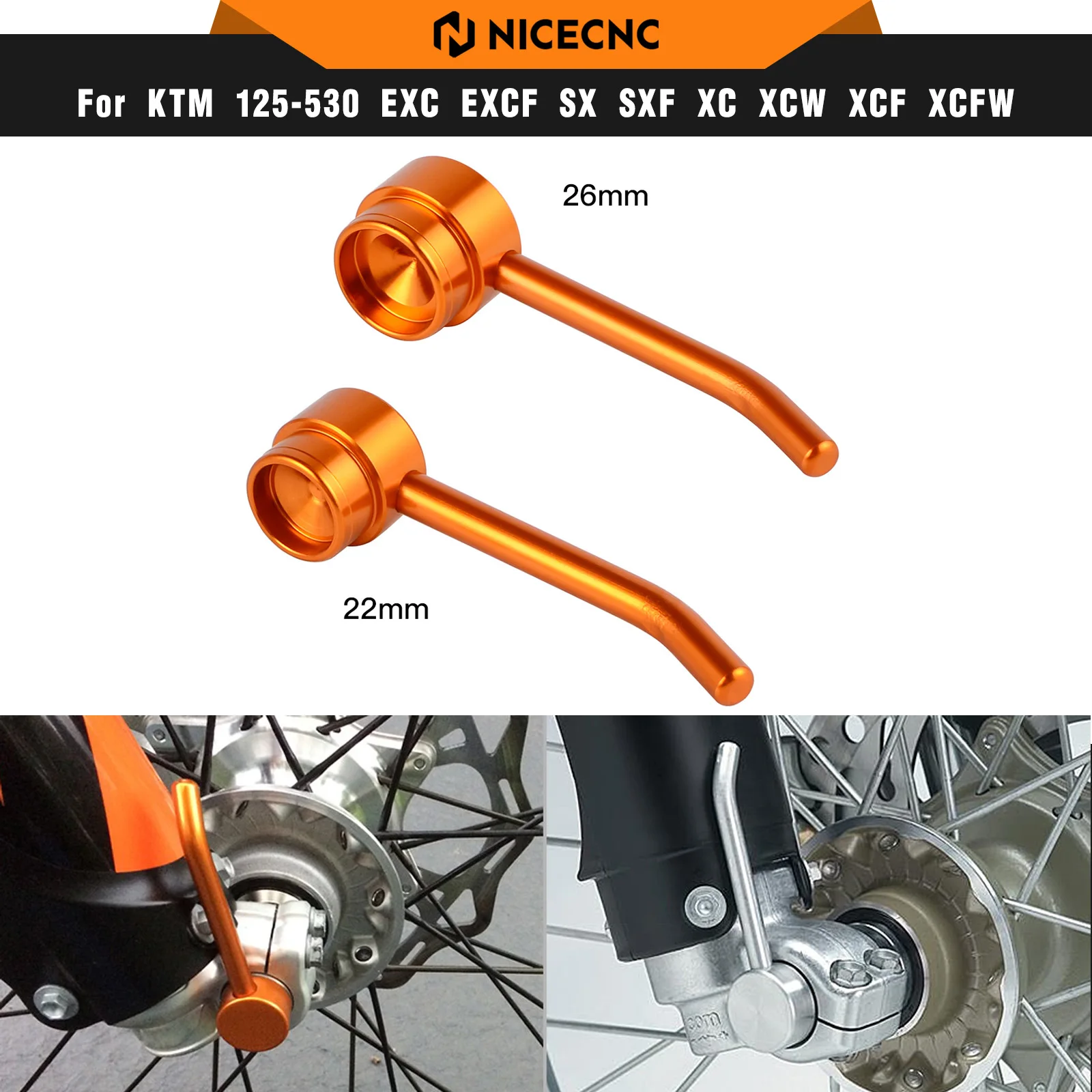 NICECNC para KTM EXC 300 22/26mm herramienta de extracción de manija de tracción de eje de rueda delantera para KTM EXCF 350 XC 125 XCF 400 XCW 530 SX 250 SXF 450