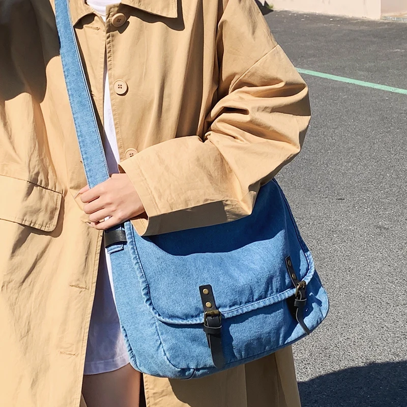 DenimTeenagerGirlsMessengerBagSchoolCrossbodyBagsforWomen2023