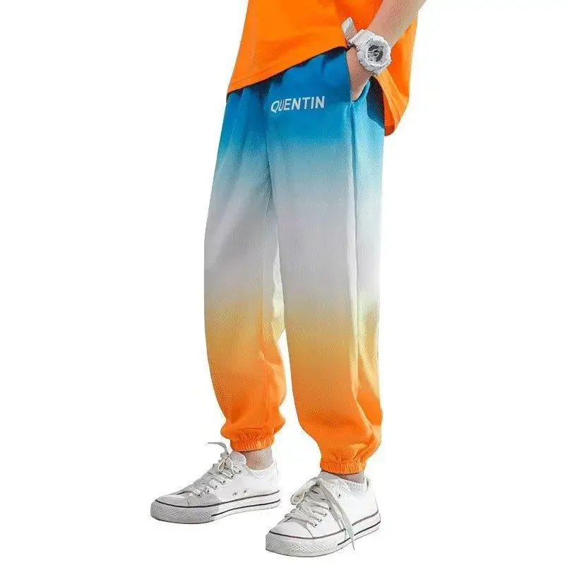 thumbnail image 1 of Pantalones de chándal informales a la moda para niños, pantalones a prueba de mosquitos de seda helada, pantalones degradados con estilo para chico grande, verano 2023, 1 of 4