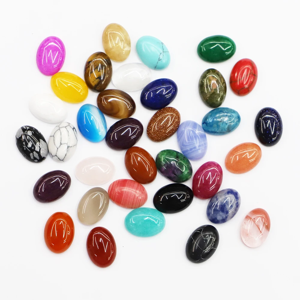 10*14MM Natural Stone Oval CAB CABOCHON Agates Crystal Amethysts Beads Jewelry Handcrafted Ring Ear Studs Making 50Pcs Wholesale