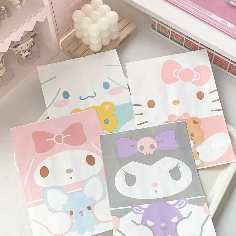 

Kawaii Sanrio My Melody Hello Kitty Kuromi бумажный пакет Аниме Фигурка настольная сумка для хранения предметов самозакрытый пакет в подарок