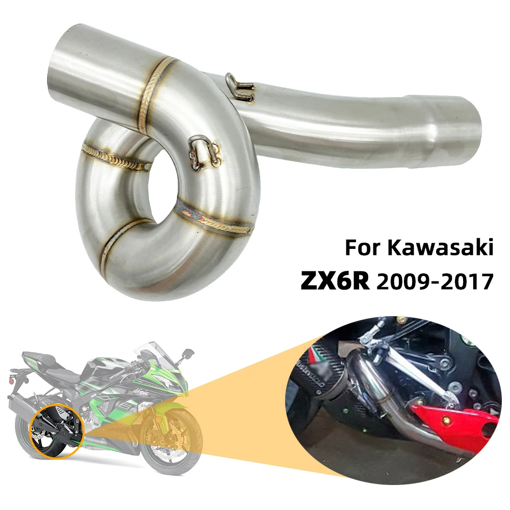 

For Kawasaki ZX6R ZX636 Motorcycle Exhaust Muffler Middle Link Pipe Slip-on Escape 51mm ZX 6R 636 2009 - 2021 Connector Tube