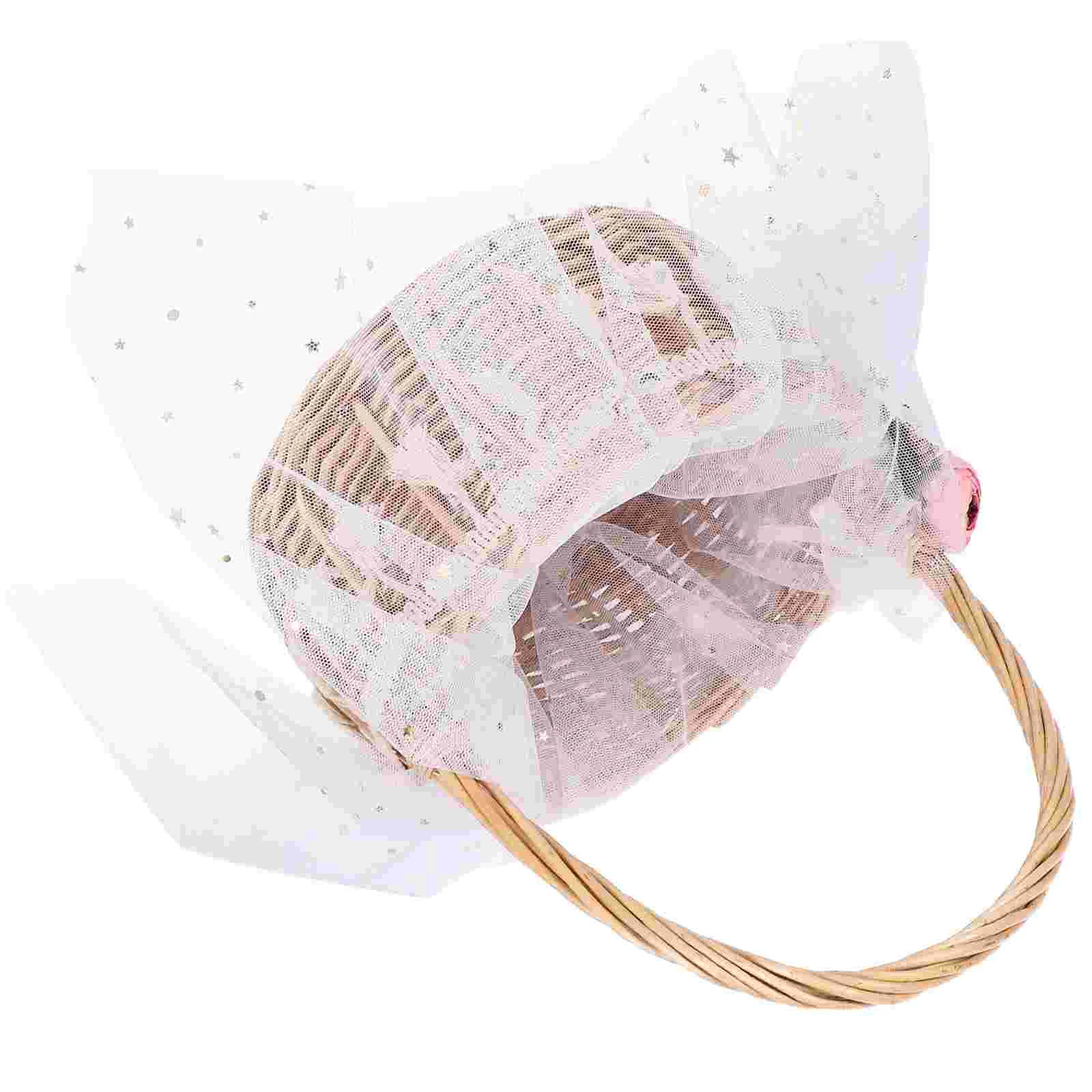 

Favor Gift Basket Wedding Candy Basket Flower Basket Gauze Wicker Fruit Basket