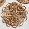 Handmade Rattan Wall Hanging Decor Round Placemat Coaster Natural Wicker Bohemia Style Decoration Rattan Woven Wall Hanging 6