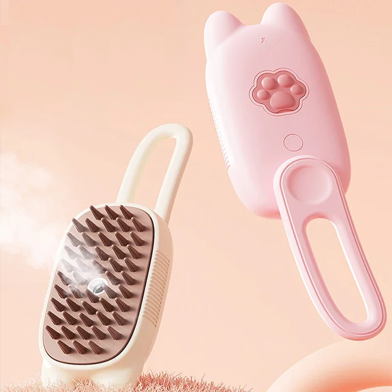 

Cat Dog Pet Grooming Comb with Electric Spray Water Steam Soft Silicone Brush Kitten Pet Bath Brush Massage Pet Hair Remover