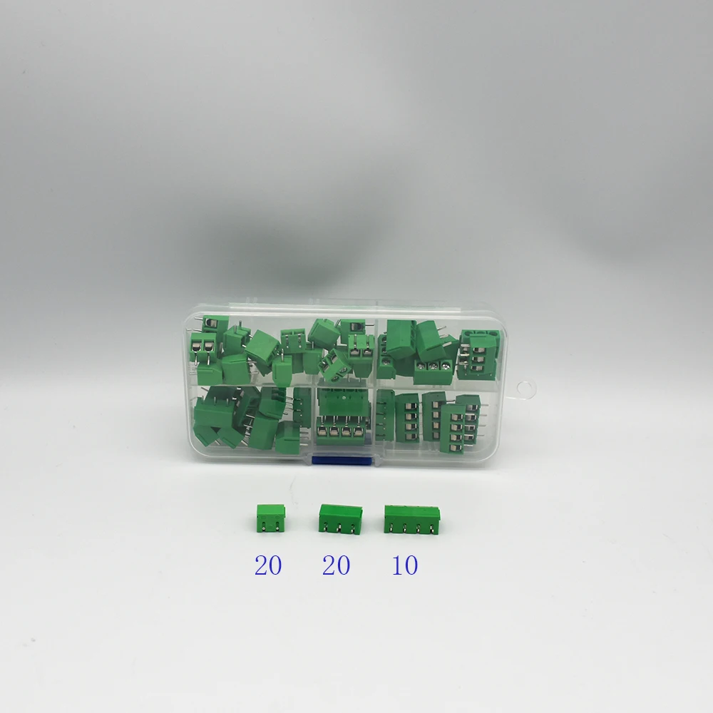Pitch 5.0mm Straight Pin 2P 3P Screw PCB Terminal Block Connector 10A 24-18AWG 50 Pcs/BOX