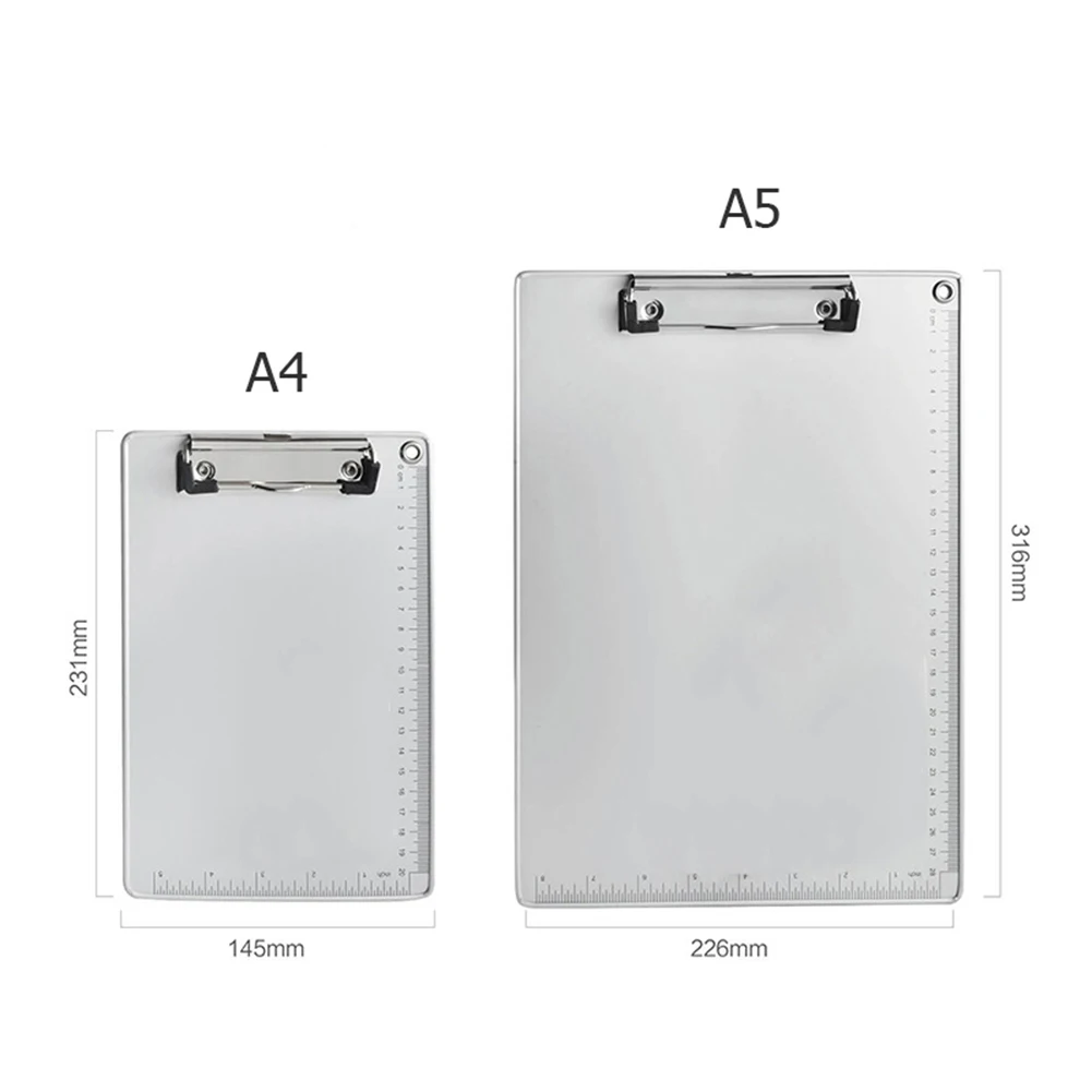Aluminum Alloy Antislip File Hardboard Portable Writing Board with Centimeter Scales