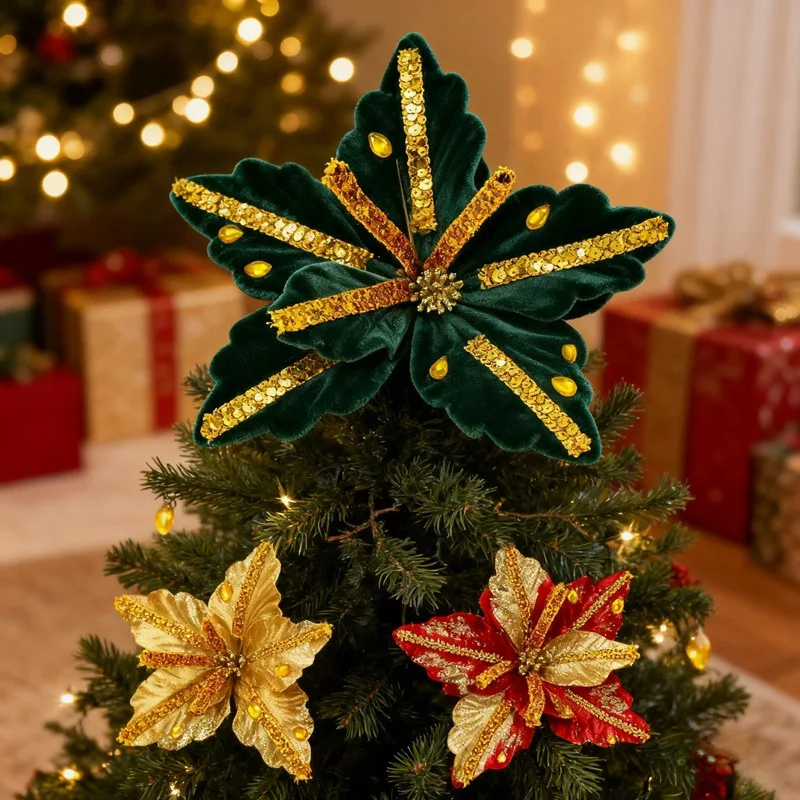 Neues Produkt 31CM Künstliche Weihnachtsblume Hochwertiges Flanell Gefälschte Blume Neujahr Weihnachtsdekoration Hochzeit Home Decor