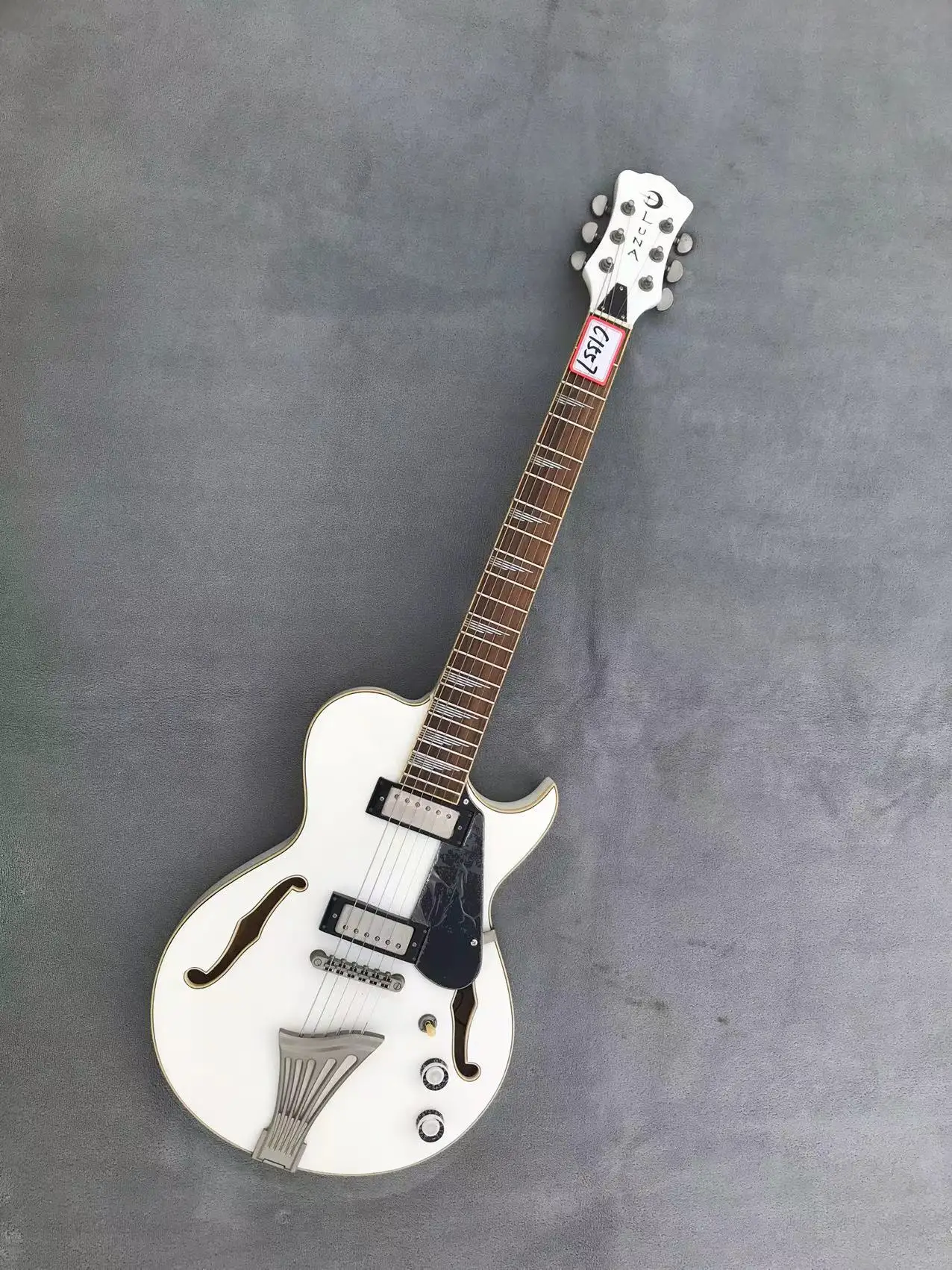 

Custom Lna 6 Strings Electric Guitar Athena Sun Semi Hollowbody Matte Silver Hardwares in Stock Discount Free Shipping C1557