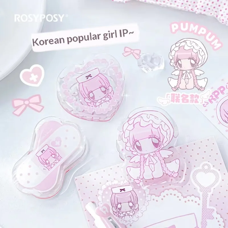 Rosyposy Pumpum 아크릴 바인더 클립 귀여운 Ins 스타일 저널 티켓 정리함 사무실 문서 정리 문구류