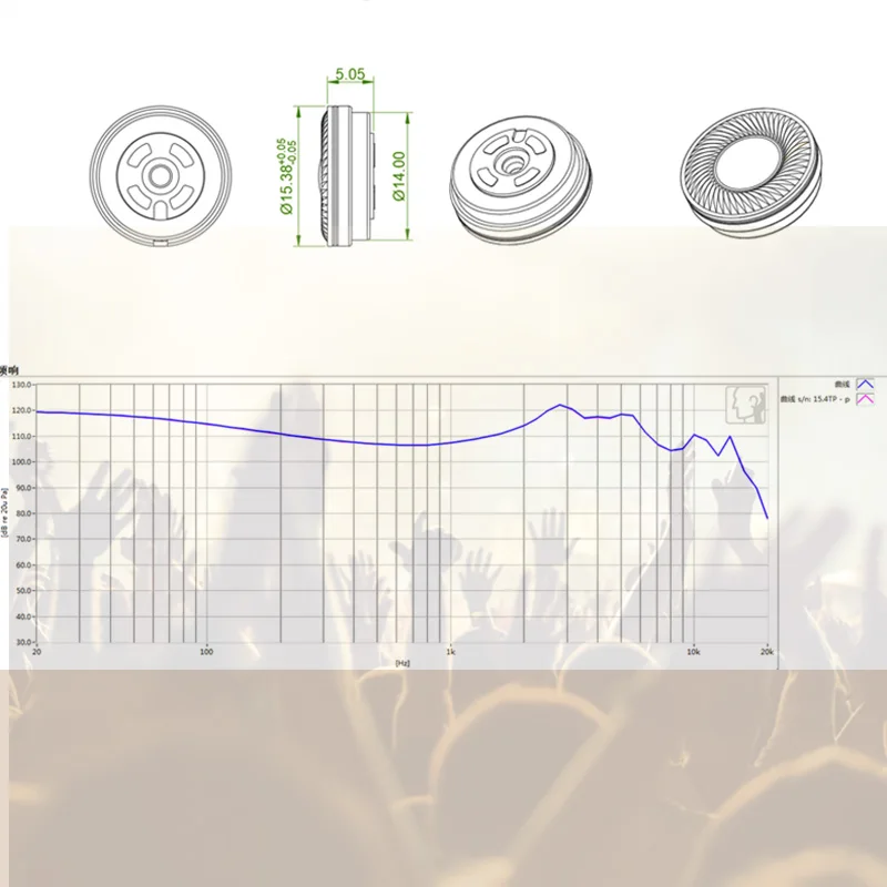 15.4mm 30 ohm Topological Diaphragm Helmholtz Dual-chamber Airflow Balance Technology In-ear Flat Headphone Dynamic Driver Unit