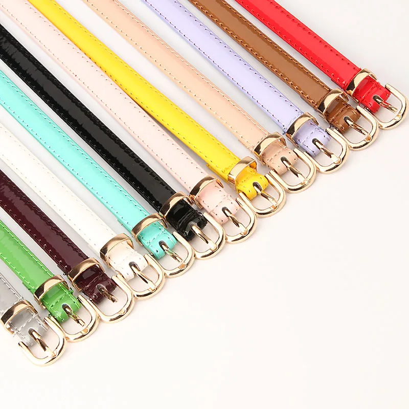 

Fashion Simple Hundred Match Candy Color Patent Leather Decorative Belt Female Western Pants Trouser Belt Women Small Belt