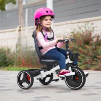 Tricycle pliable pour enfants avec poignée Parent réglable, freins de roue et capot amovible, Tricycle avec dossier et siège 3