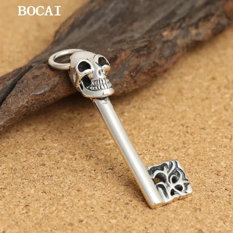 

BOCAI New S925 Sterling Silver Retro Fashion Personalized Skull Key Pendant Gift for Men and Women Free Shipping