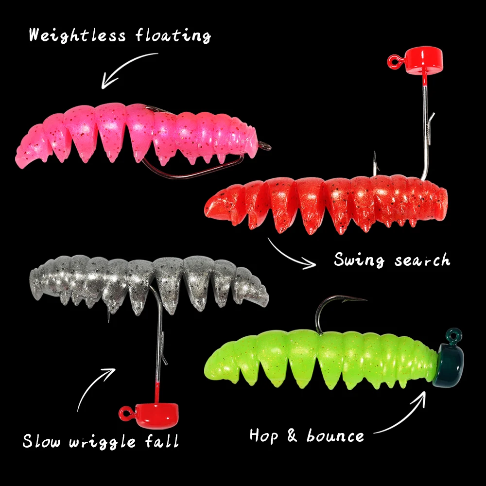 Spinpoler Poor Worm TPR Floating Soft Plastic Bait Bionic Caterpillar  Segemented Swimbait Fishing Lure For Trout Bass Ned Wacky