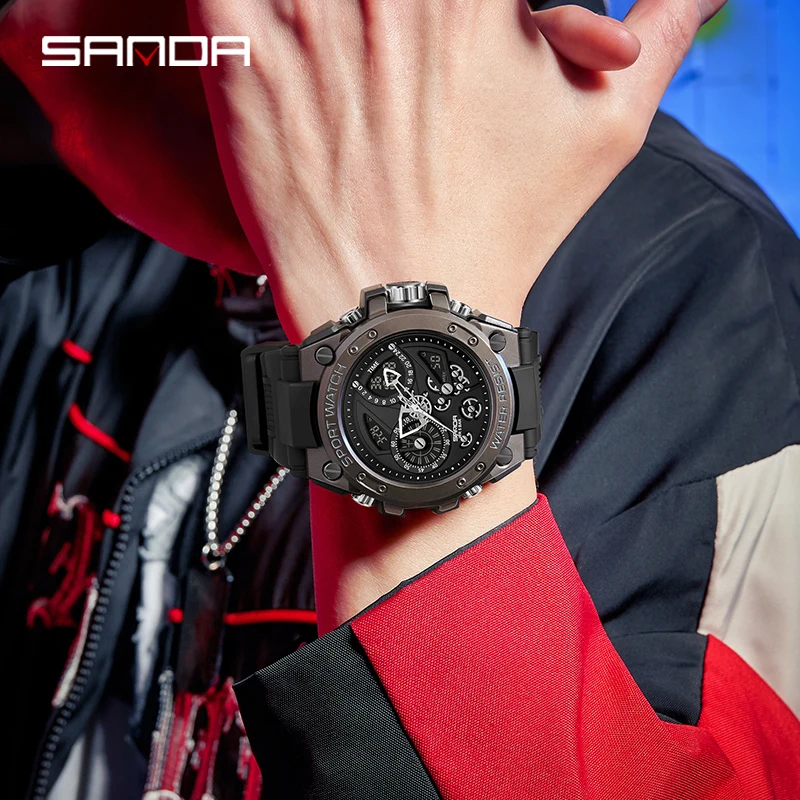 2024 Watch Multi-Function Fashion Trend Outdoor Luminous Alarm Clock Water proof Shockproof Sanda Men's Sanda Men's Watch 9020