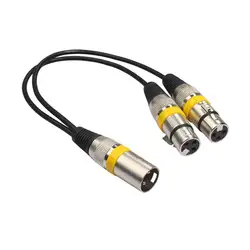 30cm XLR Audio Splitter Cable - Male to Dual Female Adapter for Microphone and Audio Equipment (Yellow)