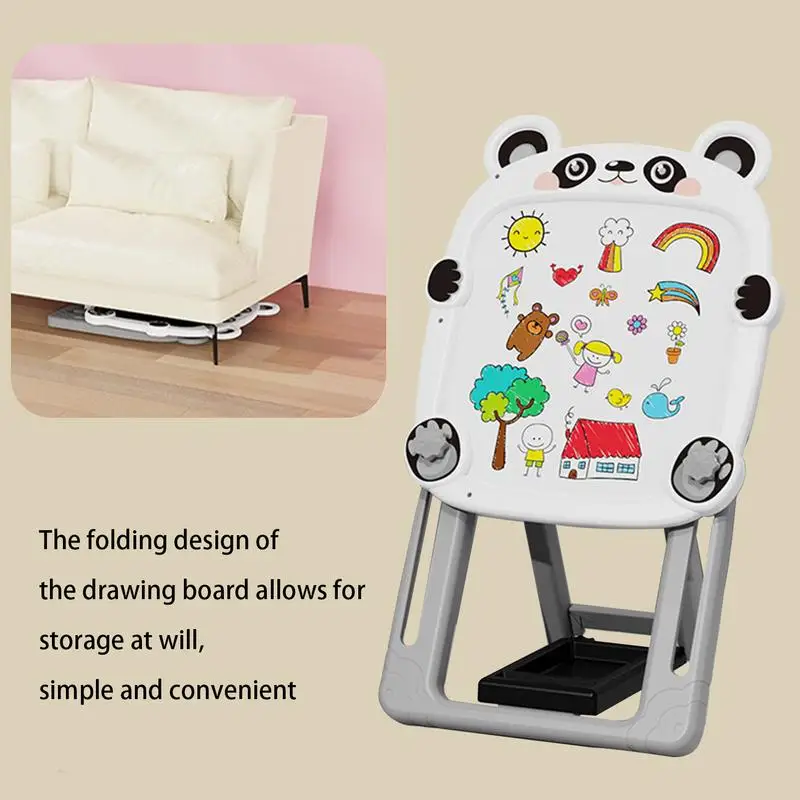 Double Sided Drawing Board Adjustable Double-Sided Magnetic Whiteboard Toddler Drawing Chalkboard Foldable Bracket Magnetic