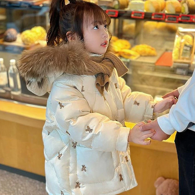 Girls Down Cotton Coat Children's Hooded Collar Winter Snowsuit CH15