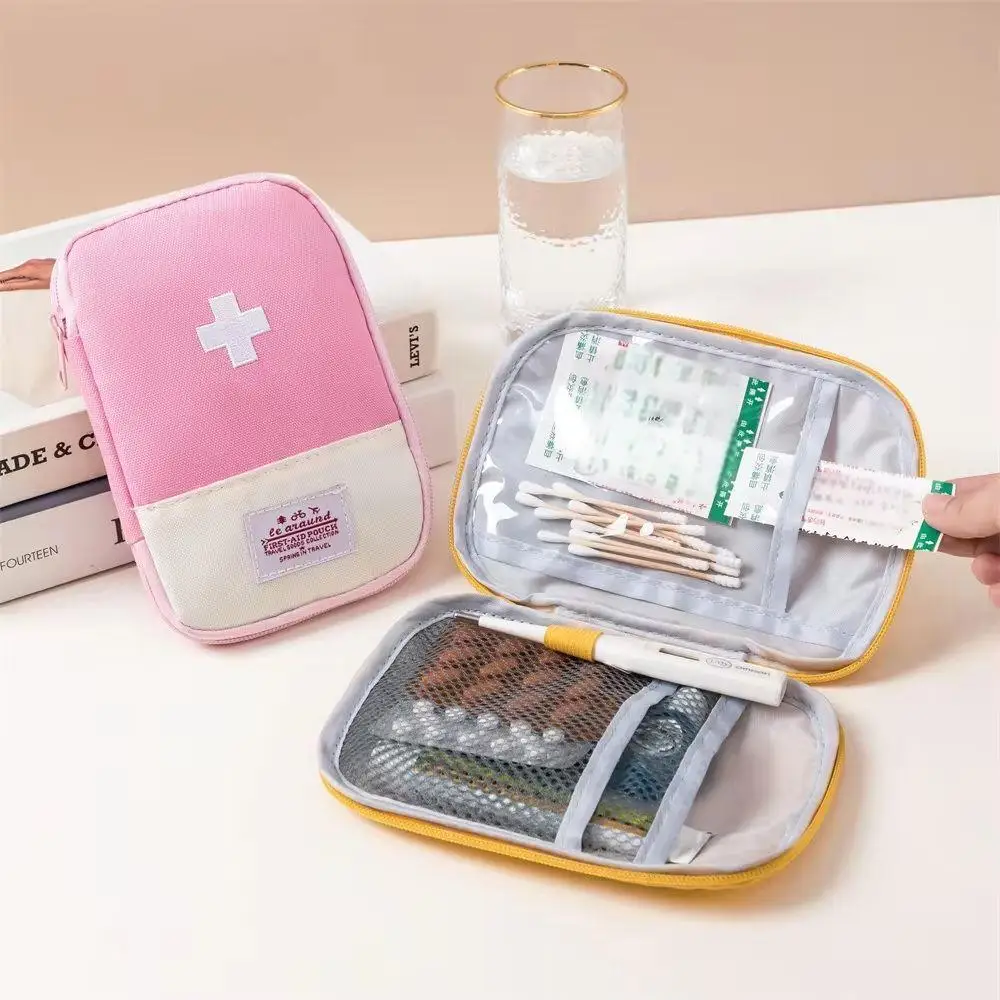 Portable Medical Bag Medicine Storage Small For Going Out Travel First Aid Kit Dopamine Macaron Color