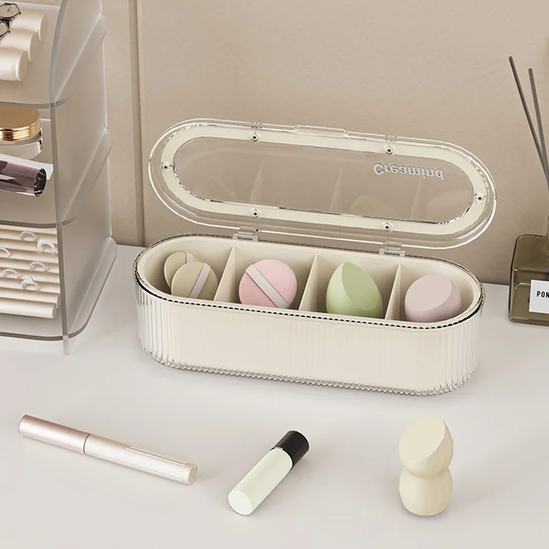 Creative Makeup Storage Box Dustproof and High-end Dressing Table Organizer Box for Home Cotton Make-up Brush 2