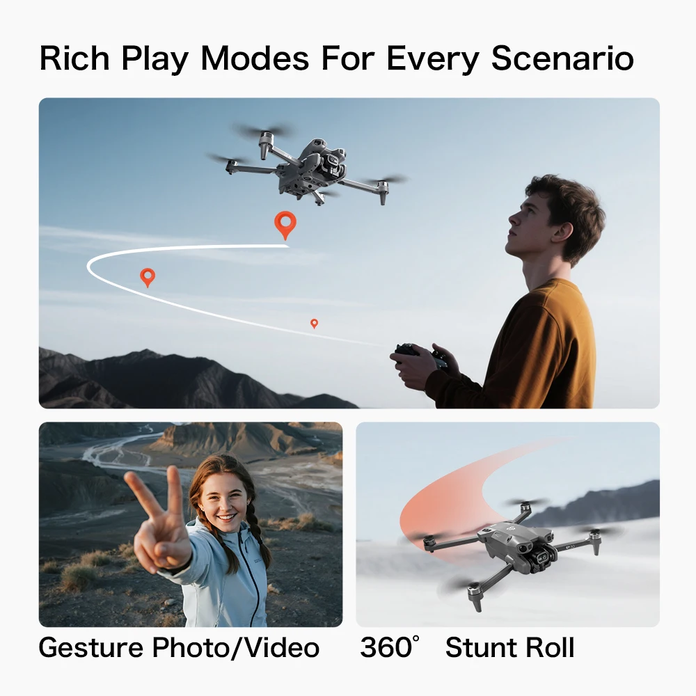 Drone Lenovo GT50 con Doppia Fotocamera 5G 8K, Velivolo Aereo con Evitamento Ostacoli, GPS Fisso, Telecomando, Quadricottero Pieghevole, Regalo - immagine 6