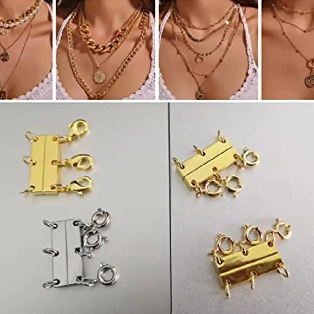 

Multi Strands Clasps Multi Layered Necklace Connector DIY Jewelry Gold Color Layered Necklace Clasp Silver Color