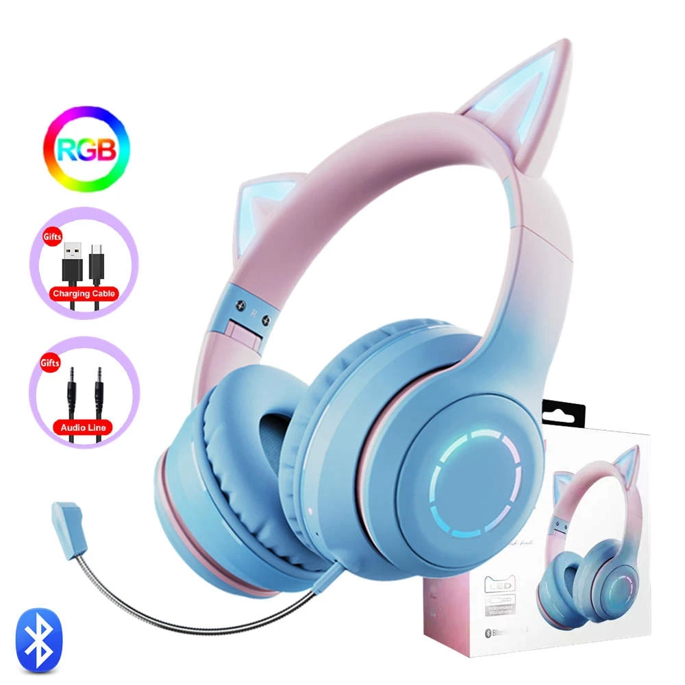 Gaming Headset for Kids Cat Ear Headphones - PINK