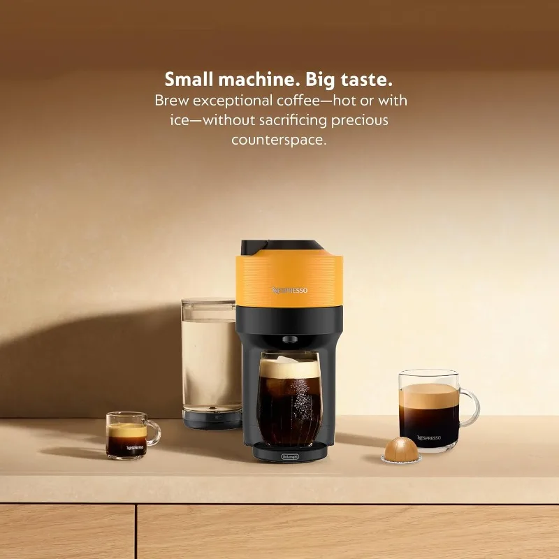 Nespresso Vertuo Pop+ by De'Longhi with Aeroccino, 1500 watts, Mango Yellow 2