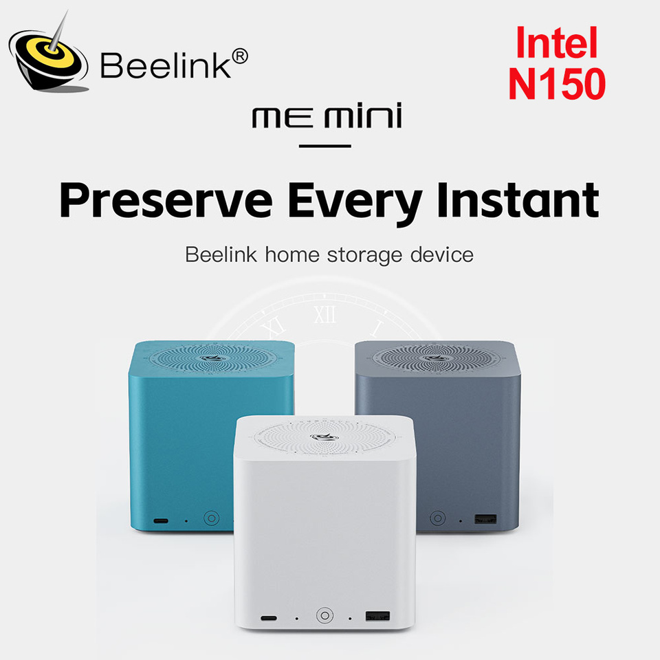 New Beelink ME Mini Intel Twin Lake N150 LPDDR5 4800MHz 12GB RAM 2T SSD WiFi6 4K Dual 2.5 Lan Mini PC Computer VS Bmax b4 Plus