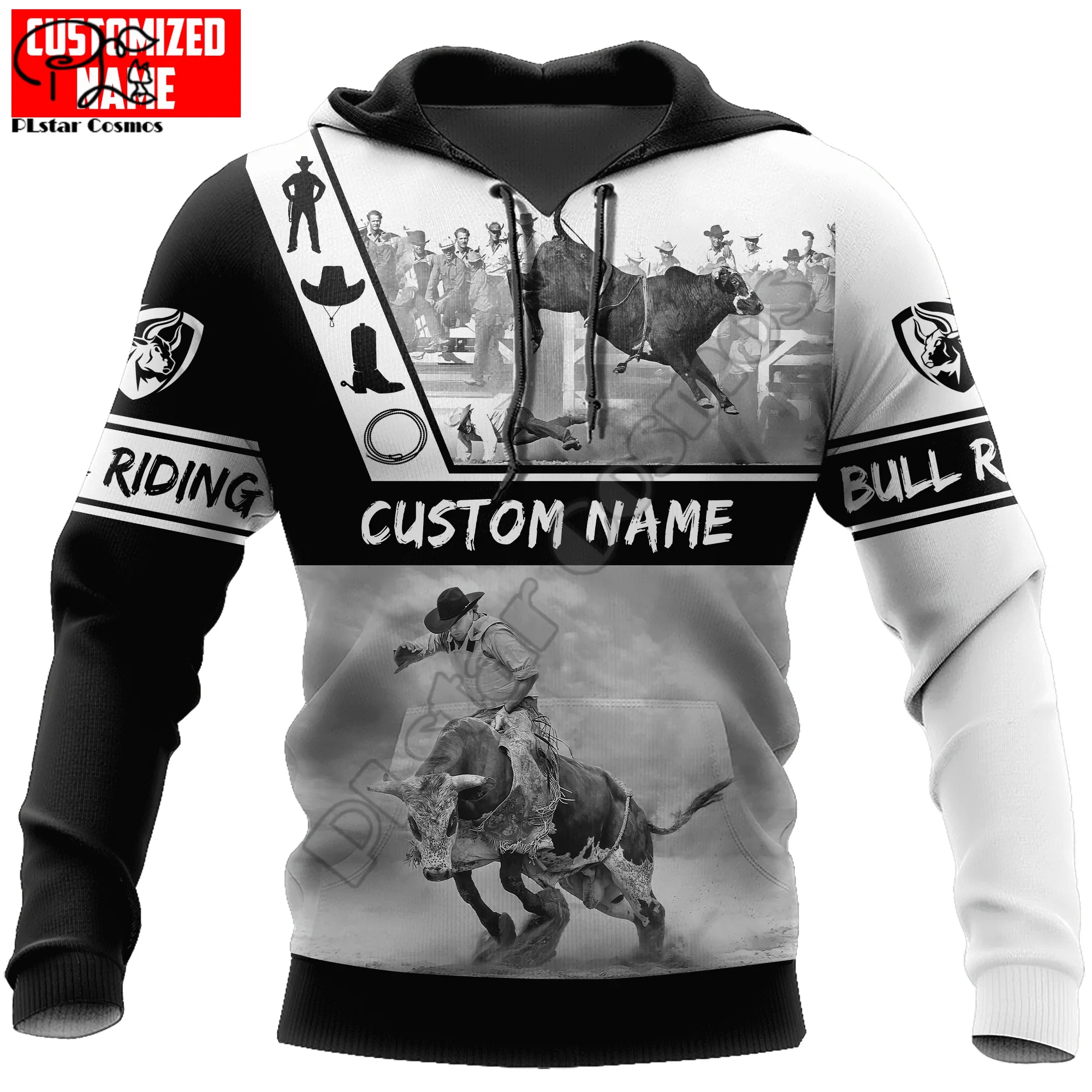 NewFashion Cosplay Bull Riding Cowboy Rodeo Vintage Sports Tattoo Tracksuit 3DPrint Streetwear Casual Harajuku Jacket Hoodies 14