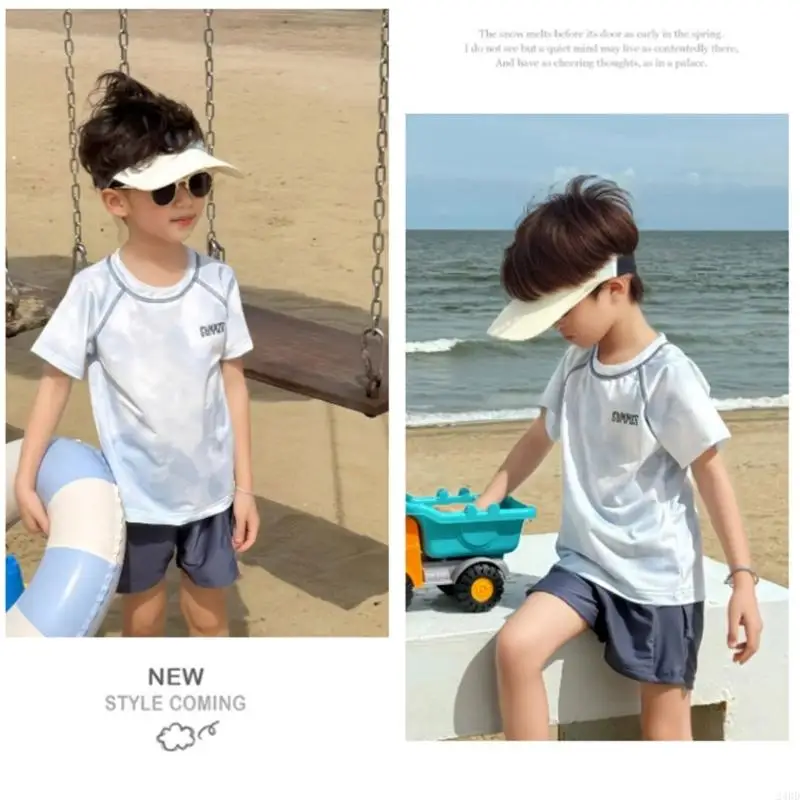 2개 조각 소년 빠른 건조 수영 반바지는 수영장과 해변 사용을 위한 편안한 분할 디자인으로 설정됩니다 24BD