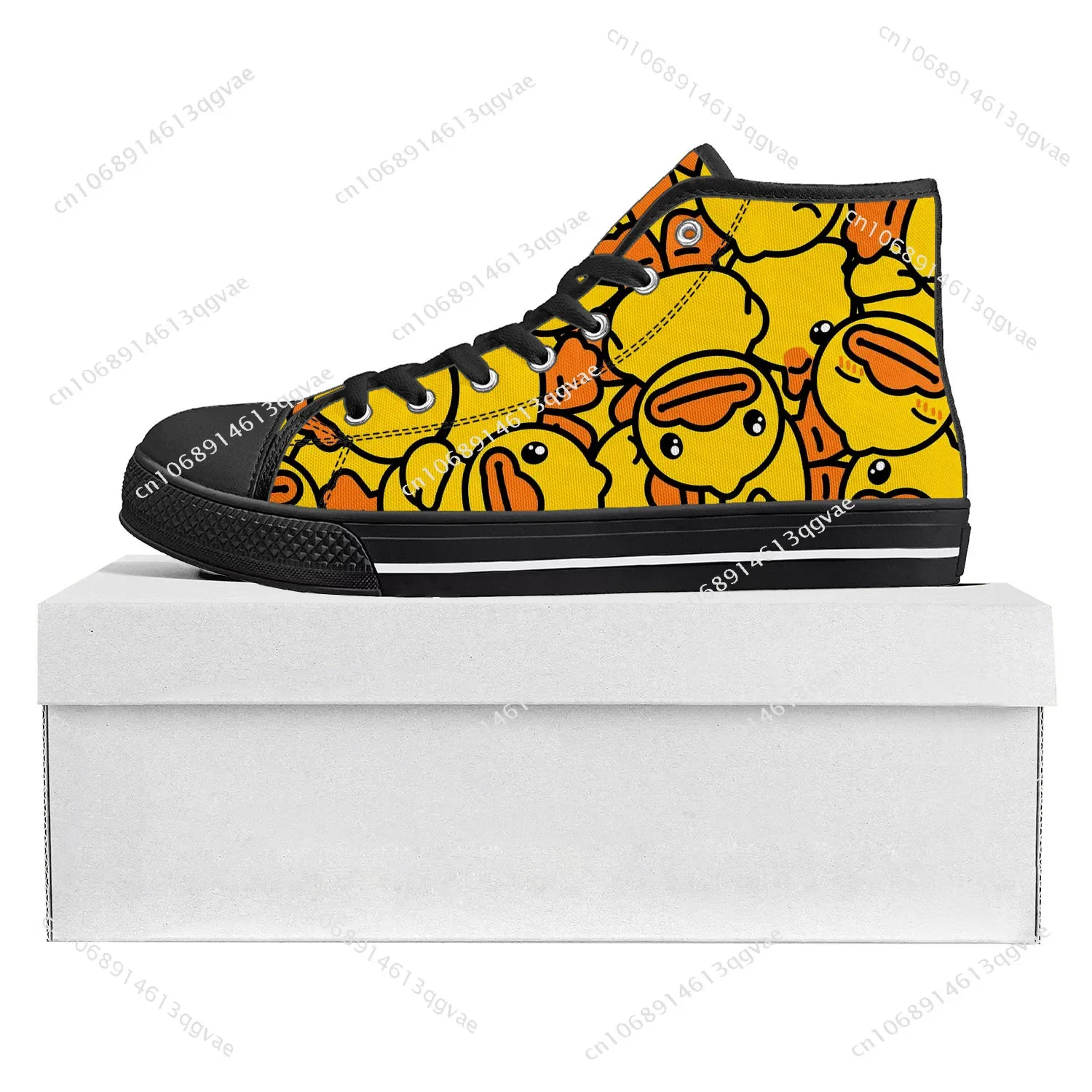 Yellow Duck Printed High Top High Quality Sneakers Mens Womens Teenager Canvas Sneaker Casual Couple Shoes Custom Made Shoe